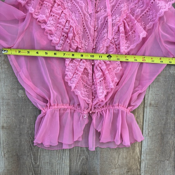 Vintage Victorian Revival Maxi Dress Size 18 Pink Prairie Cottage Romantic 70s - Picture 12 of 16